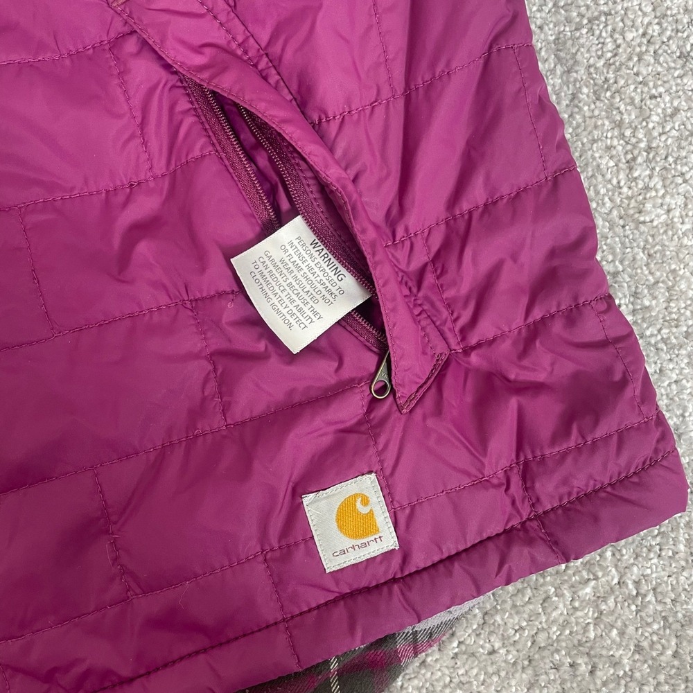 Carhartt Reversible Vest Womens XXL Quilted Plaid Full Zip Magenta 2XL - Picture 4 of 11